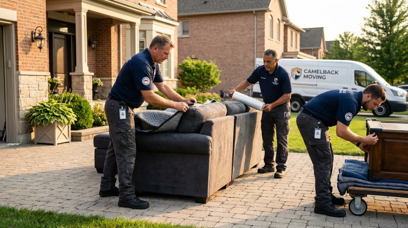Large estate moving crew wrapping furniture in Post, TX