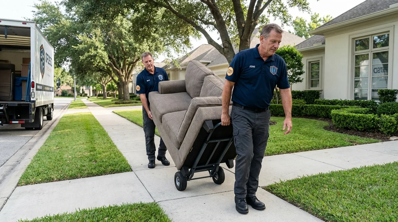Local residential moving crew loading furniture in Post, TX